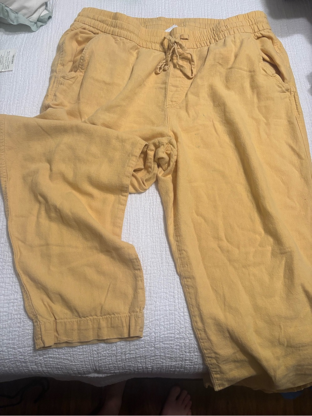 Women’s Yellow Drawstring Linen Pants